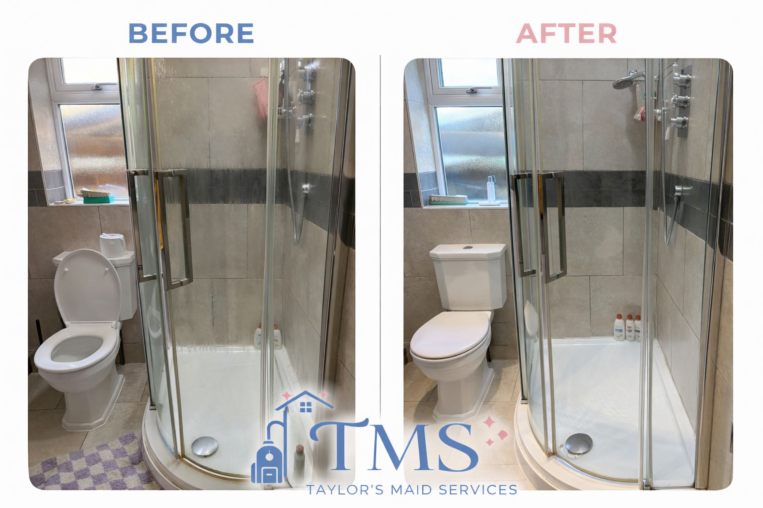 Before and after bathroom clean