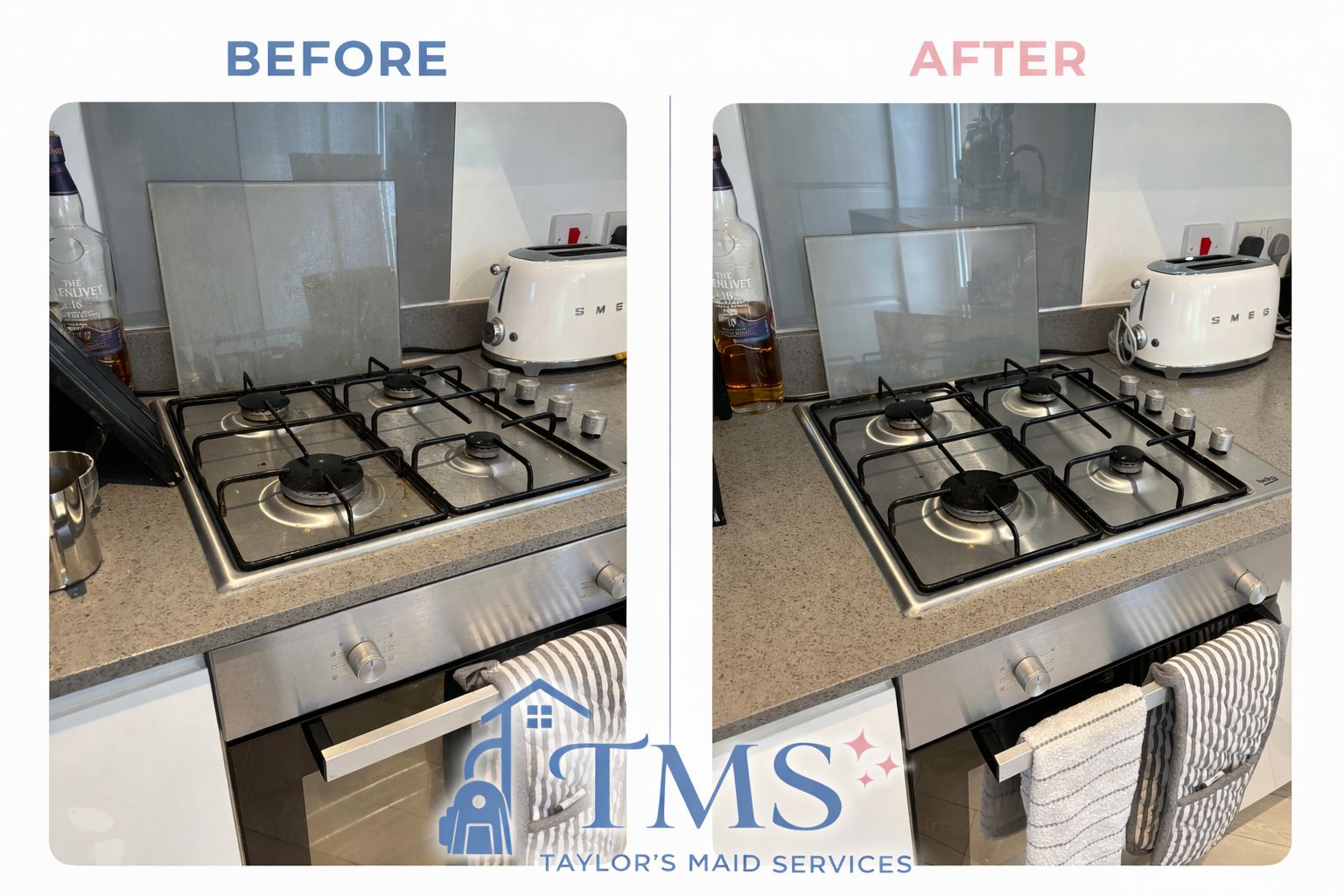 Before and after hob clean