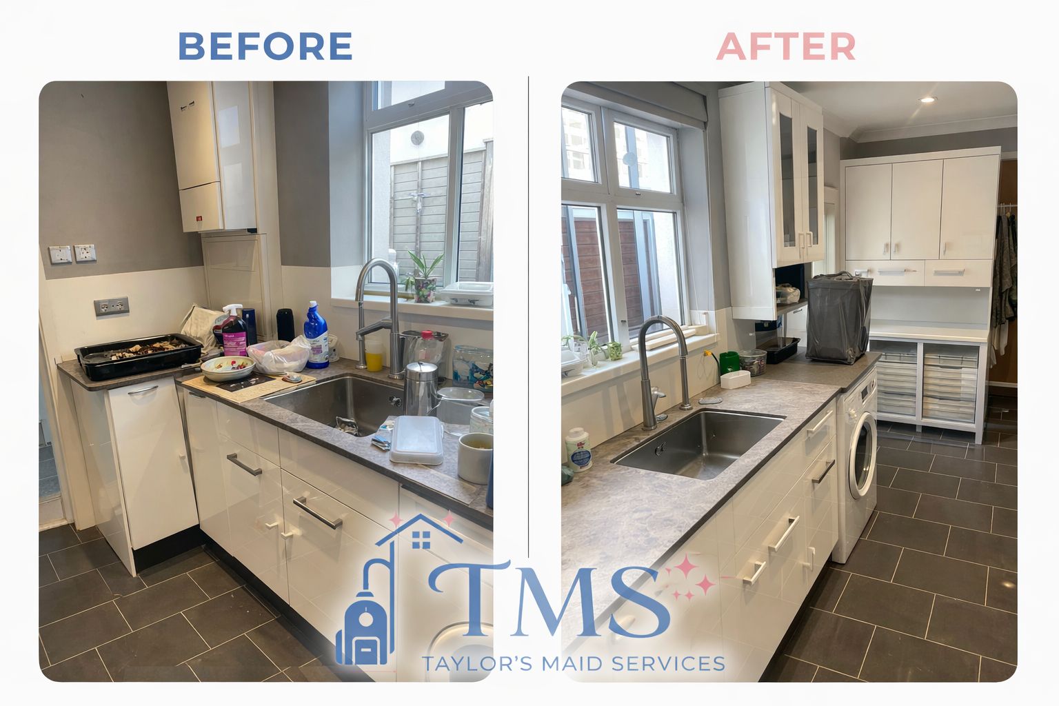 Before and after kitchen clean